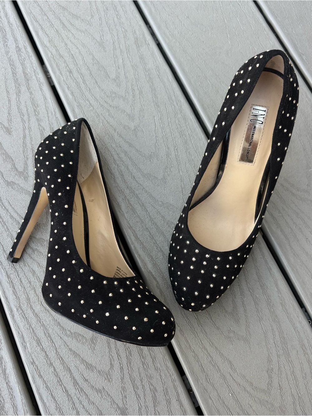 INC Studded Suede Heels